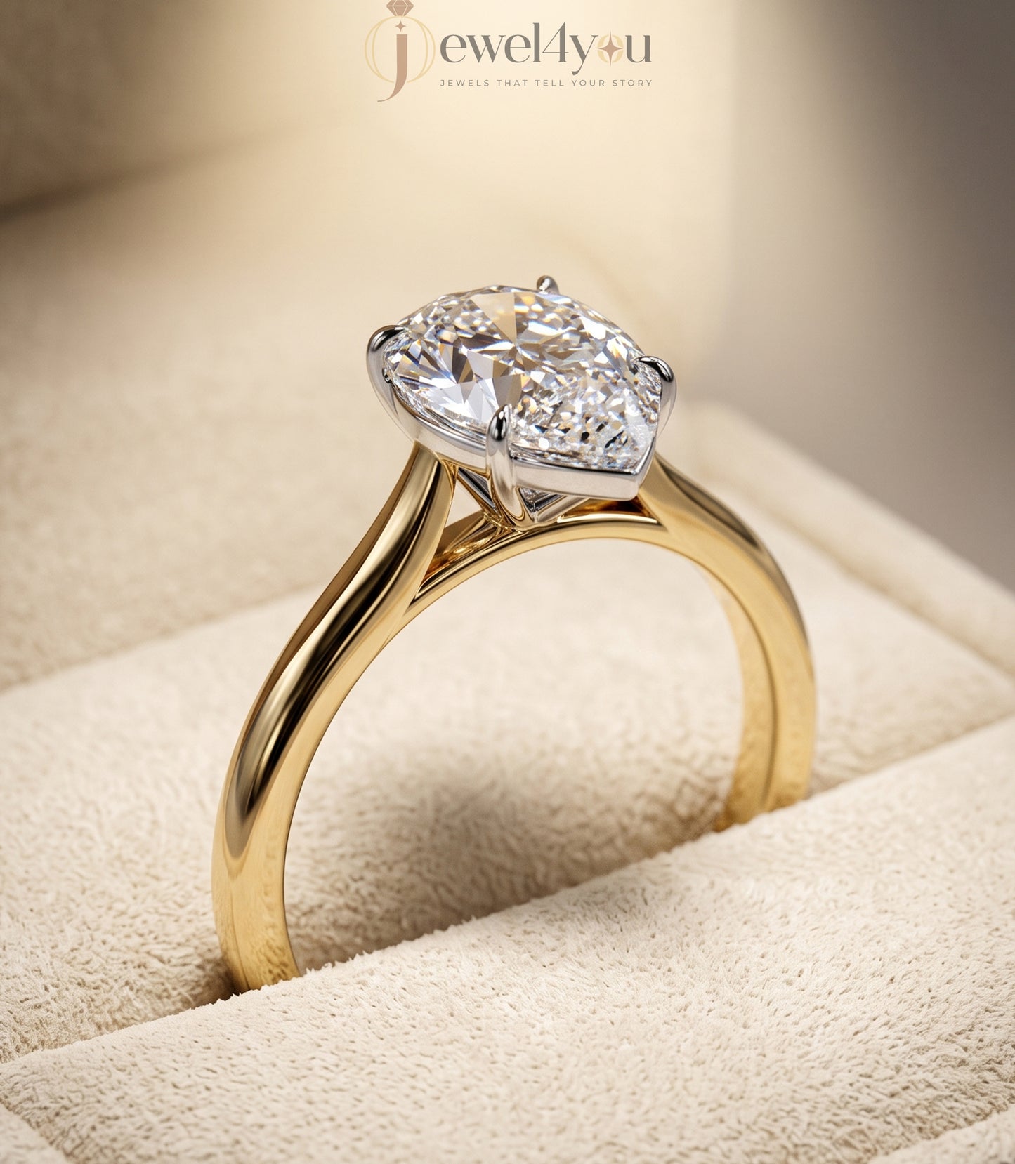 YELLOW GOLD PEAR-CUT LAB-GROWN DIAMOND ENGAGEMENT RING ##YELLOW GOLD
