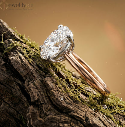 ROSE GOLD OVAL-CUT LAB-GROWN DIAMOND RING 