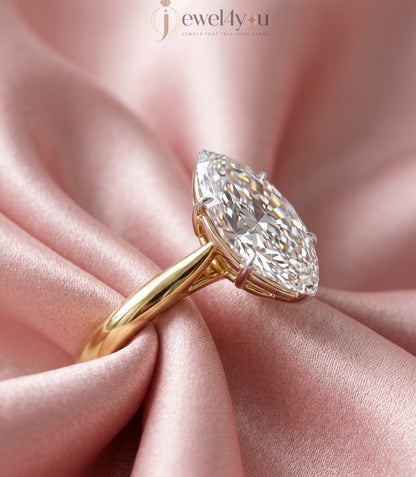 YELLOW GOLD MARQUISE-CUT LAB-GROWN DIAMOND RING 