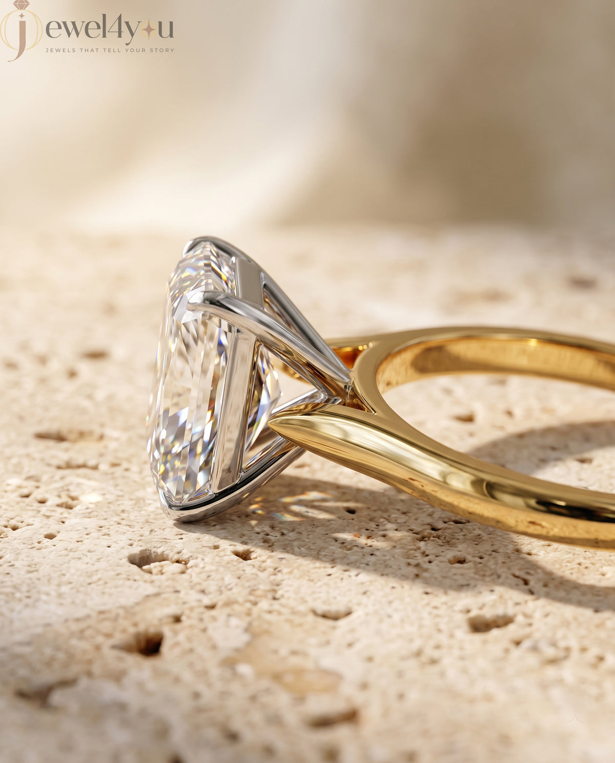 YELLOW GOLD SOLITAIRE ENGAGEMENT RING FEATURING A RADIANT LAB DIAMOND ##YELLOW GOLD