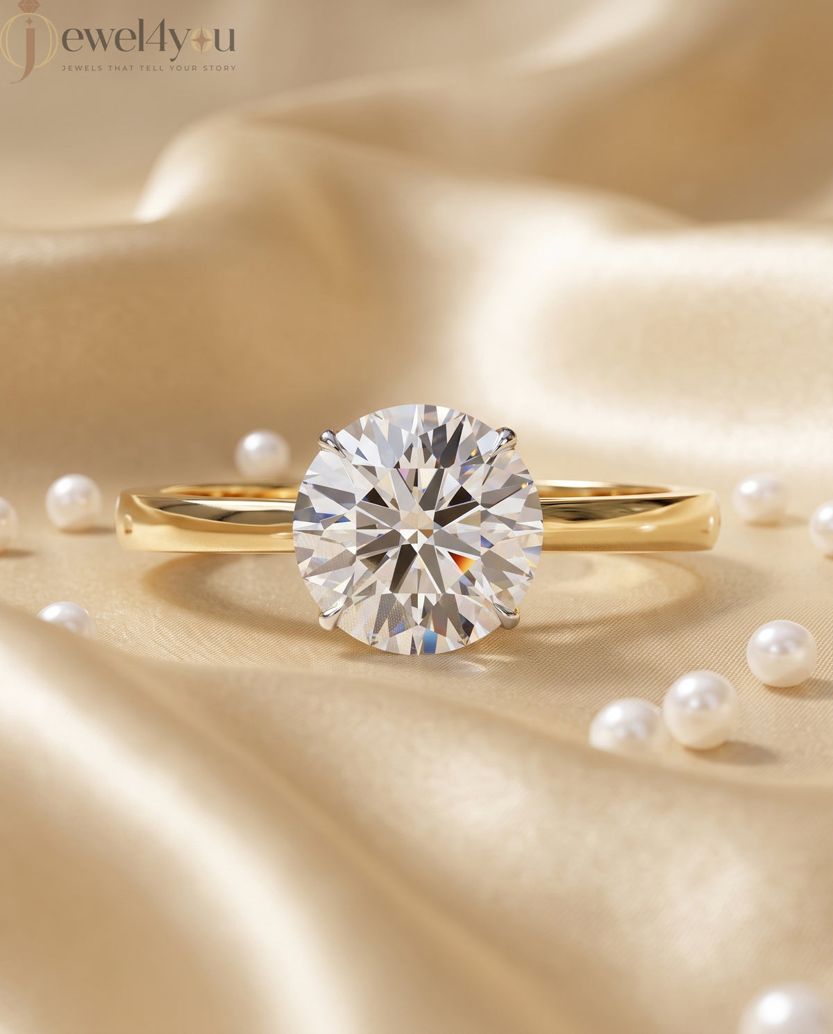 Yellow gold solitaire engagement ring with white gold four-prong diamond basket #YELLOW GOLD