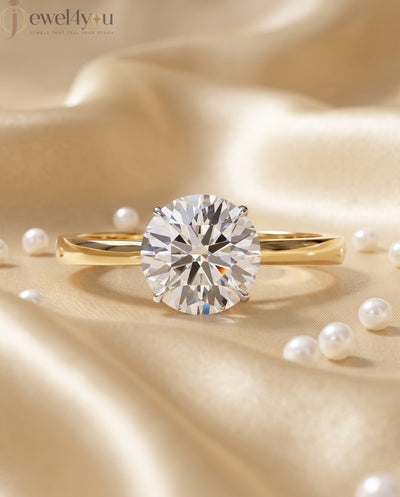 Yellow gold solitaire engagement ring with white gold four-prong diamond basket #YELLOW GOLD