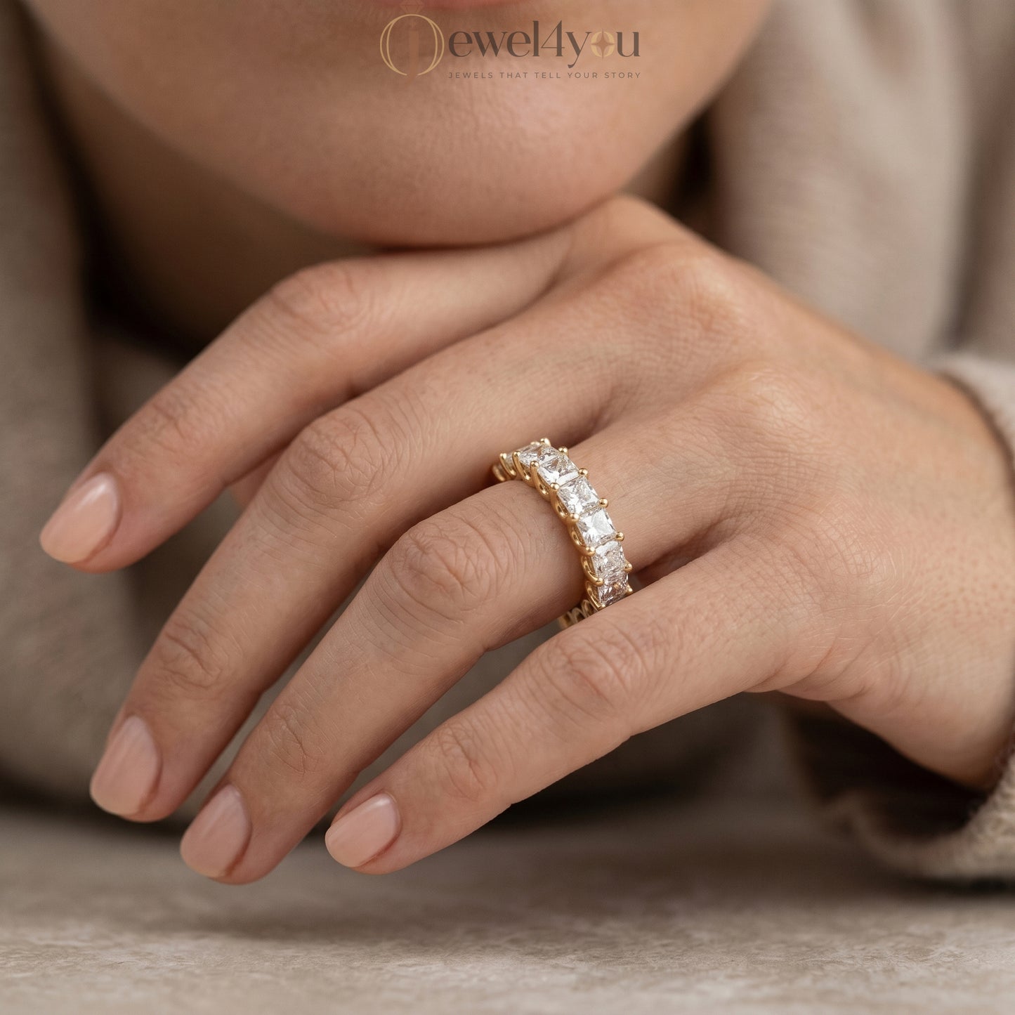 PRINCESS DIAMOND YELLOW GOLD ETRNITY BAND ##YELLOW GOLD
