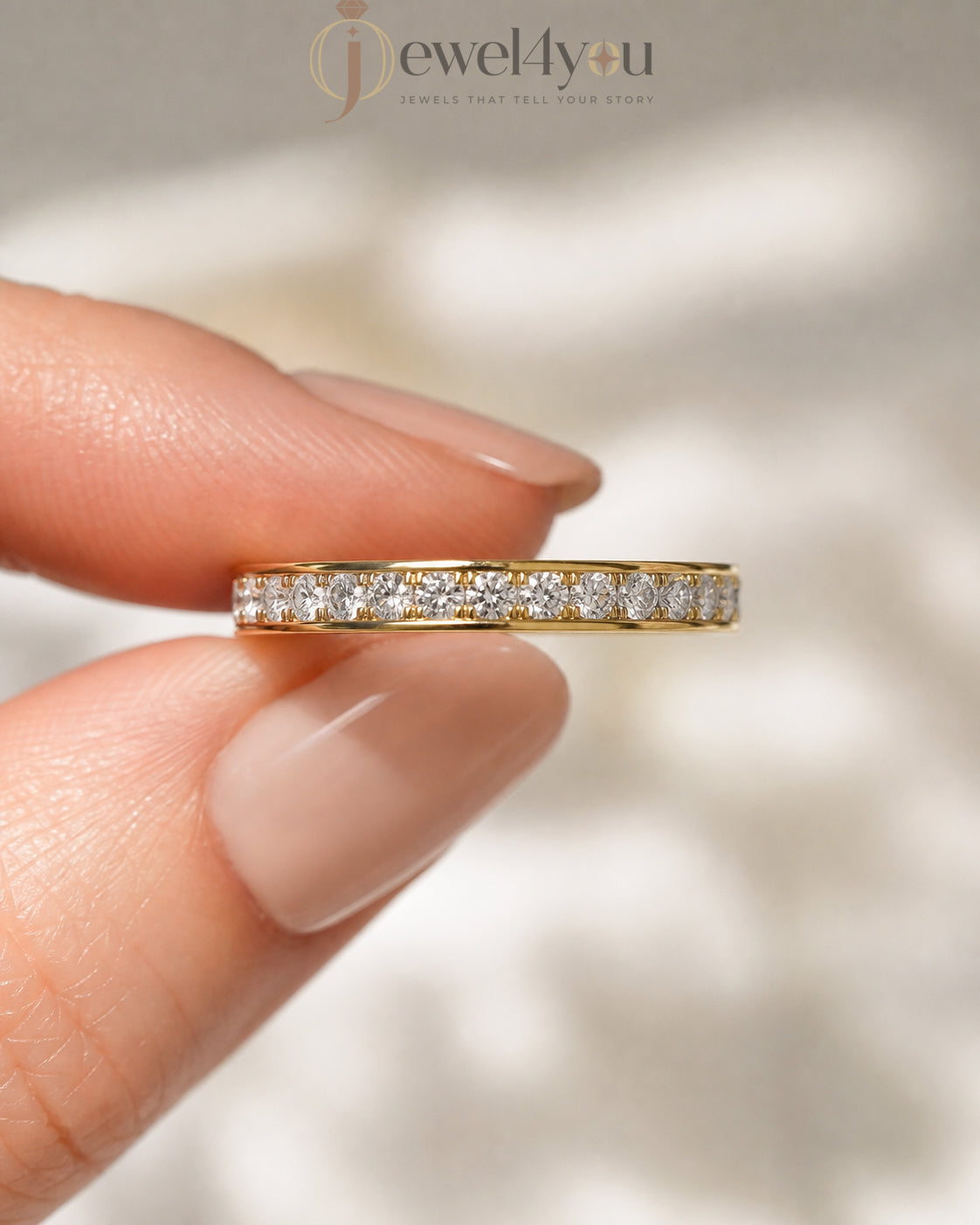 Yellow gold lab-grown diamond eternity band ring with intricate heart filigree and pavé set VVS to VS+ D–F diamonds #YELLOW GOLD