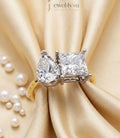 Luminara's Lab Diamond Bar Ring | Pear & Princess Cut Modern Dual Gold Ring