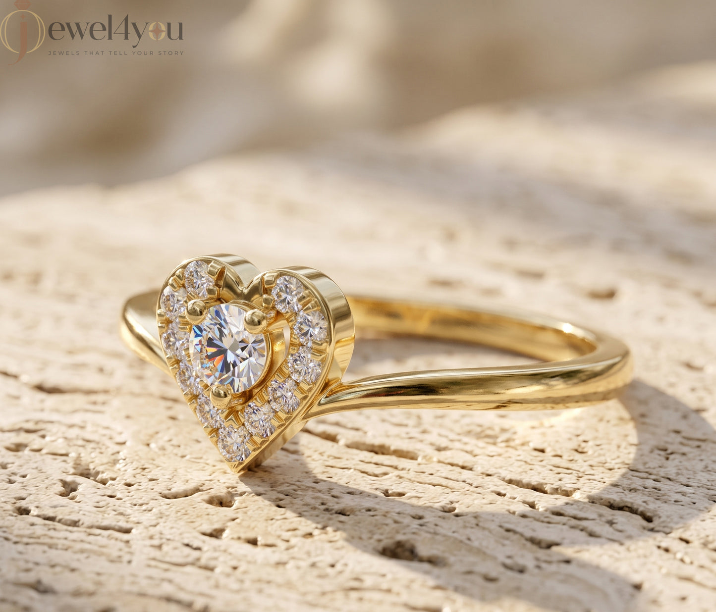 Heart halo design, VVS to VS+ clarity, D–F color, Yellow Gold finish #YELLOW GOLD