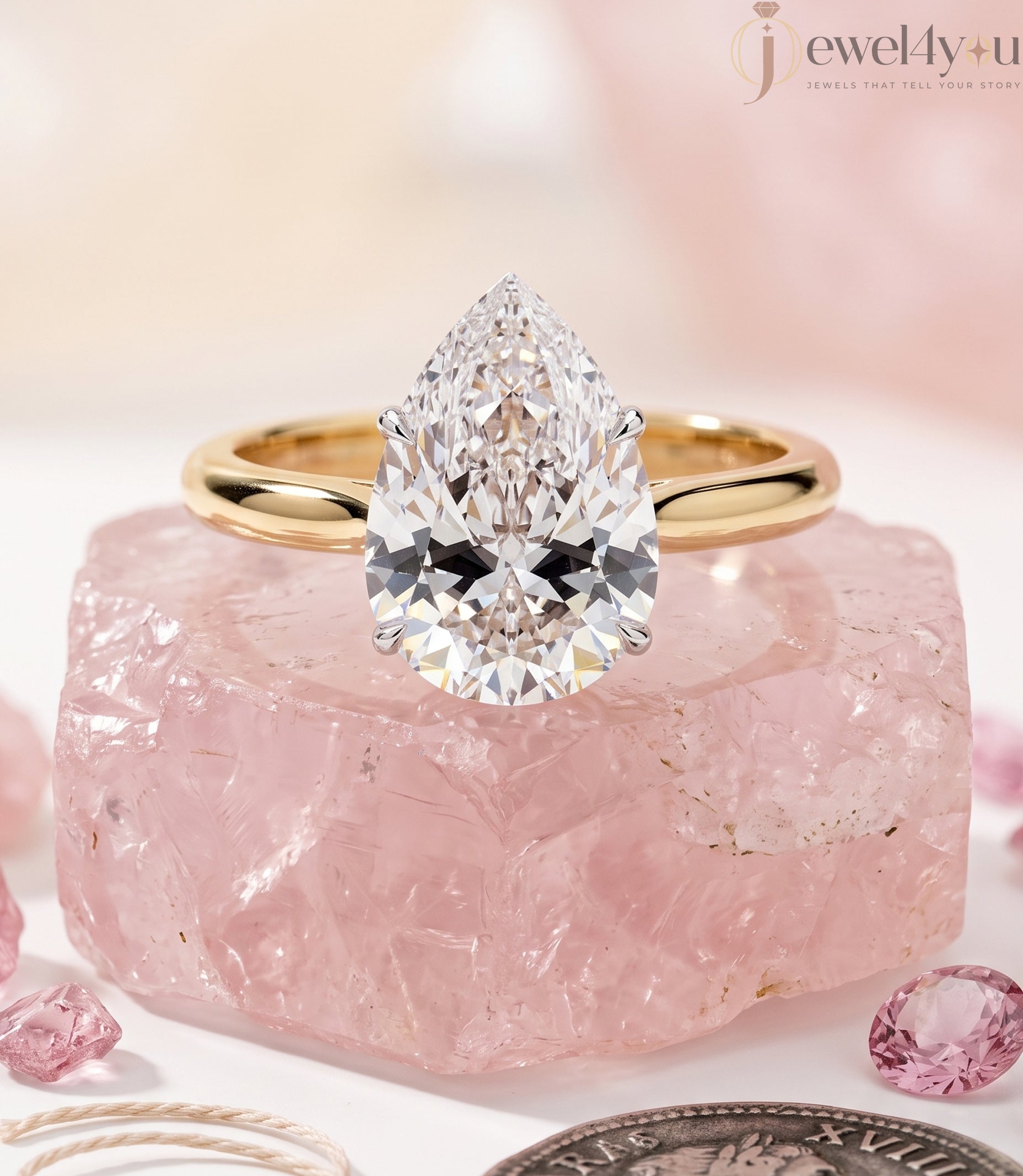 YELLOW GOLD PEAR-CUT LAB-GROWN DIAMOND ENGAGEMENT RING 