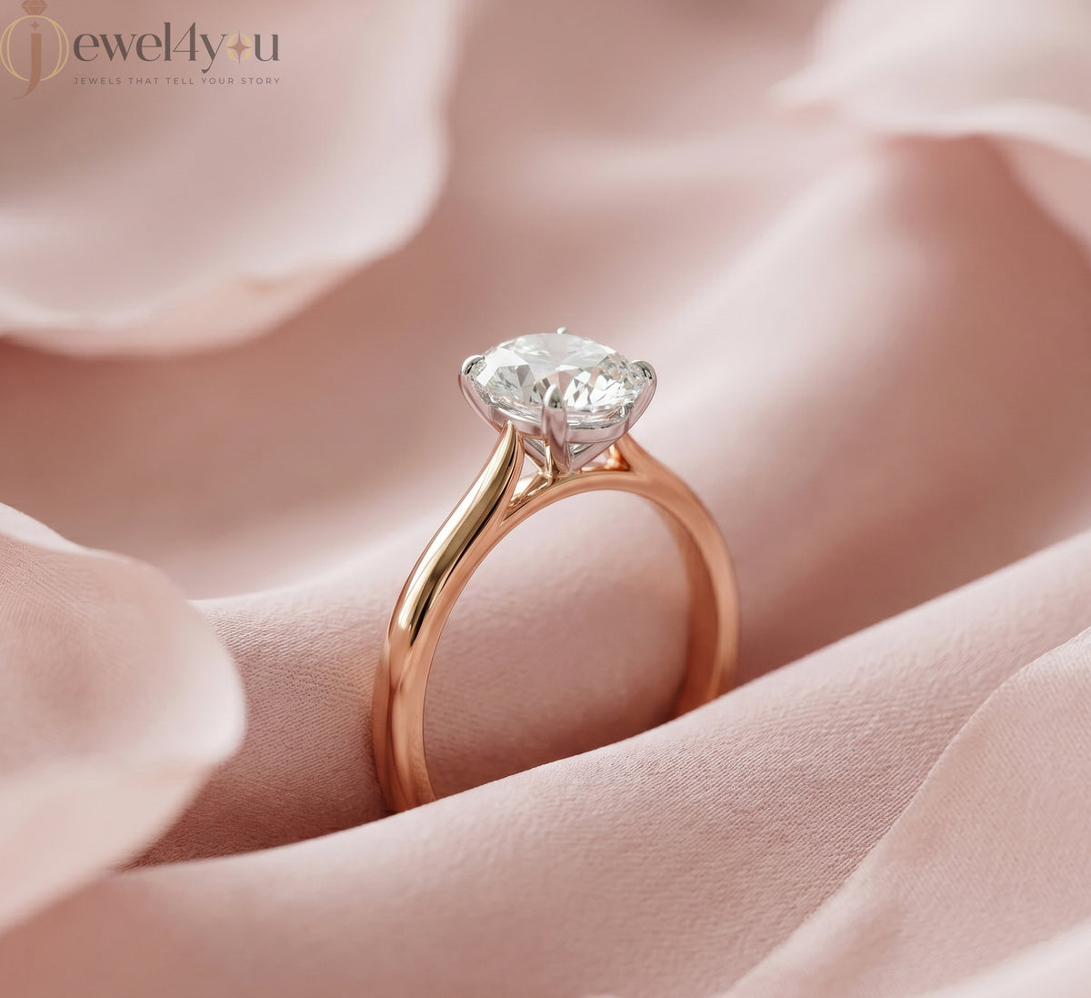 ROSE GOLD OVAL-CUT LAB-GROWN DIAMOND RING ##ROSE GOLD