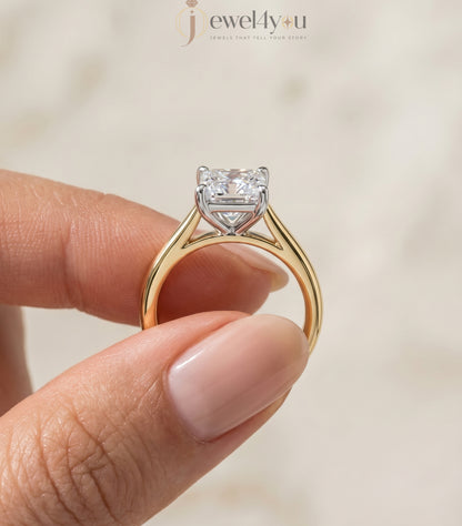 Princess-cut solitaire engagement ring in yellow gold tone with four-prong setting #YELLOW GOLD