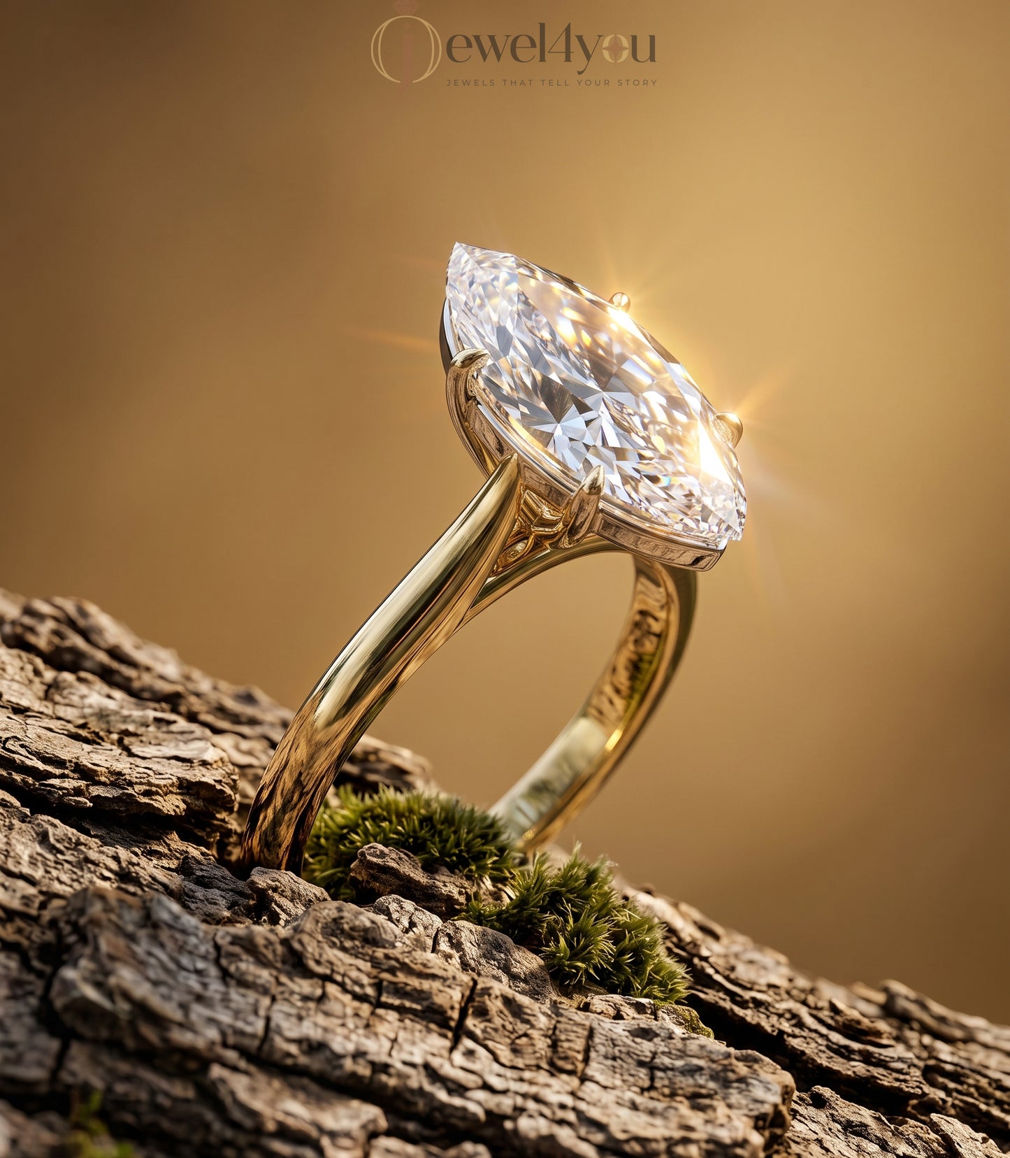 YELLOW GOLD MARQUISE-CUT LAB-GROWN DIAMOND RING ##YELLOW GOLD