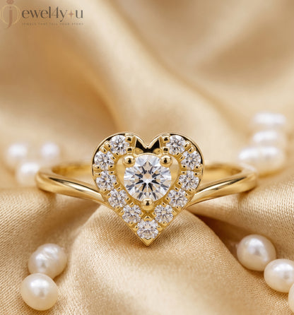 Heart halo design, VVS to VS+ clarity, D–F color, Yellow Gold finish #YELLOW GOLD