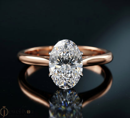 ROSE GOLD OVAL-CUT LAB-GROWN DIAMOND RING 