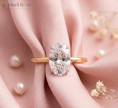 AURIQUE SOLITAIRE RING WITH OVAL-CUT LAB-GROWN DIAMOND IN YELLOW GOLD 