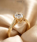 Vine-heart Ascend Round Six-Prong Cathedral Solitaire Ring