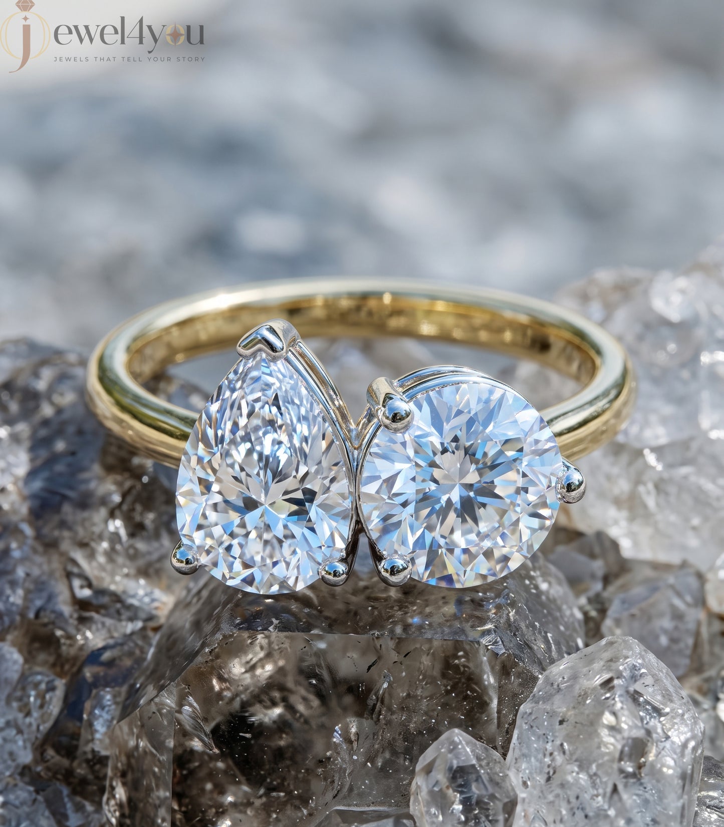 TOI ET MOI ENGAGEMENT RING WITH PEAR-CUT AND ROUND LAB-GROWN DIAMONDS IN YELLOW GOLD. ##YELLOW GOLD