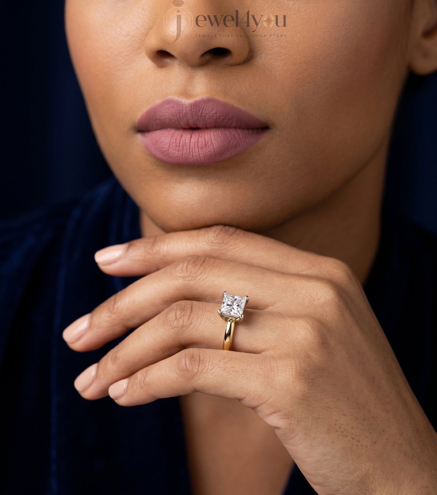 Yellow gold solitaire ring with elevated cathedral setting and V-style prongs #YELLOW GOLD