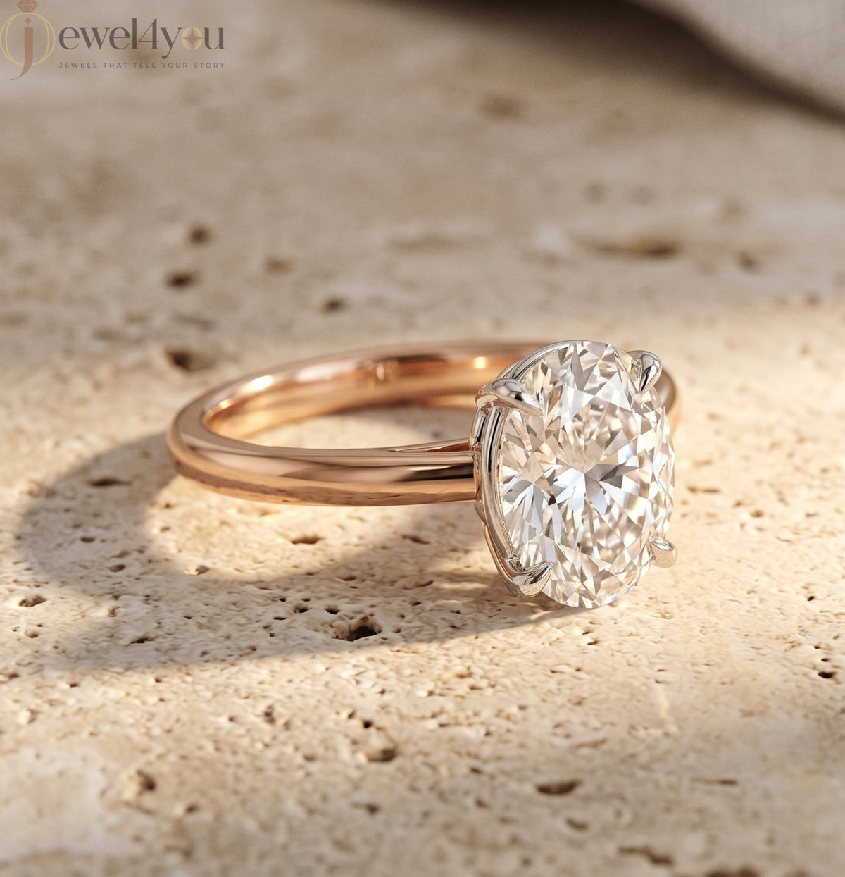 ROSE GOLD OVAL-CUT LAB-GROWN DIAMOND RING 