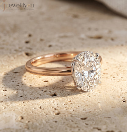 ROSE GOLD OVAL-CUT LAB-GROWN DIAMOND RING 