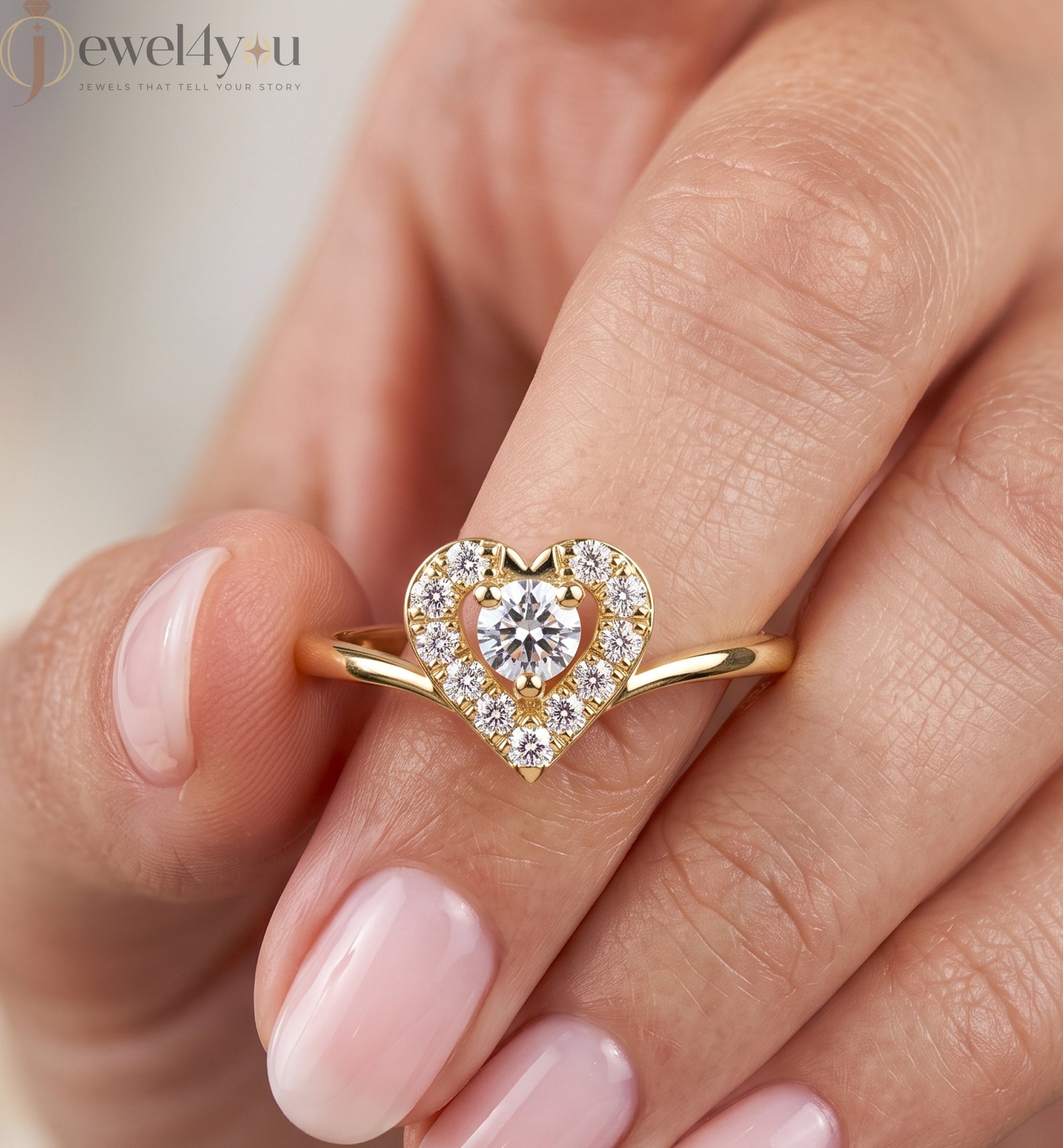 Heart halo design, VVS to VS+ clarity, D–F color, Yellow Gold finish #YELLOW GOLD