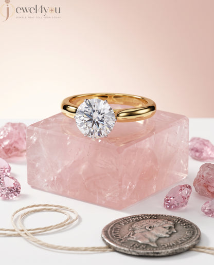 YELLOW GOLD SOLITAIRE ENGAGEMENT RING FEATURING A ROUND LAB DIAMOND 