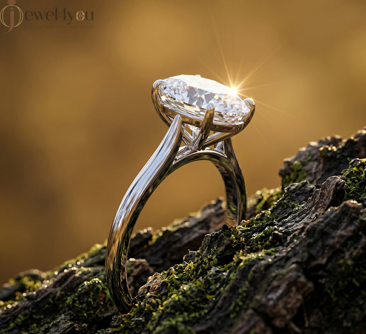 WHITE GOLD OVAL-CUT LAB-GROWN DIAMOND RING ##WHITE GOLD