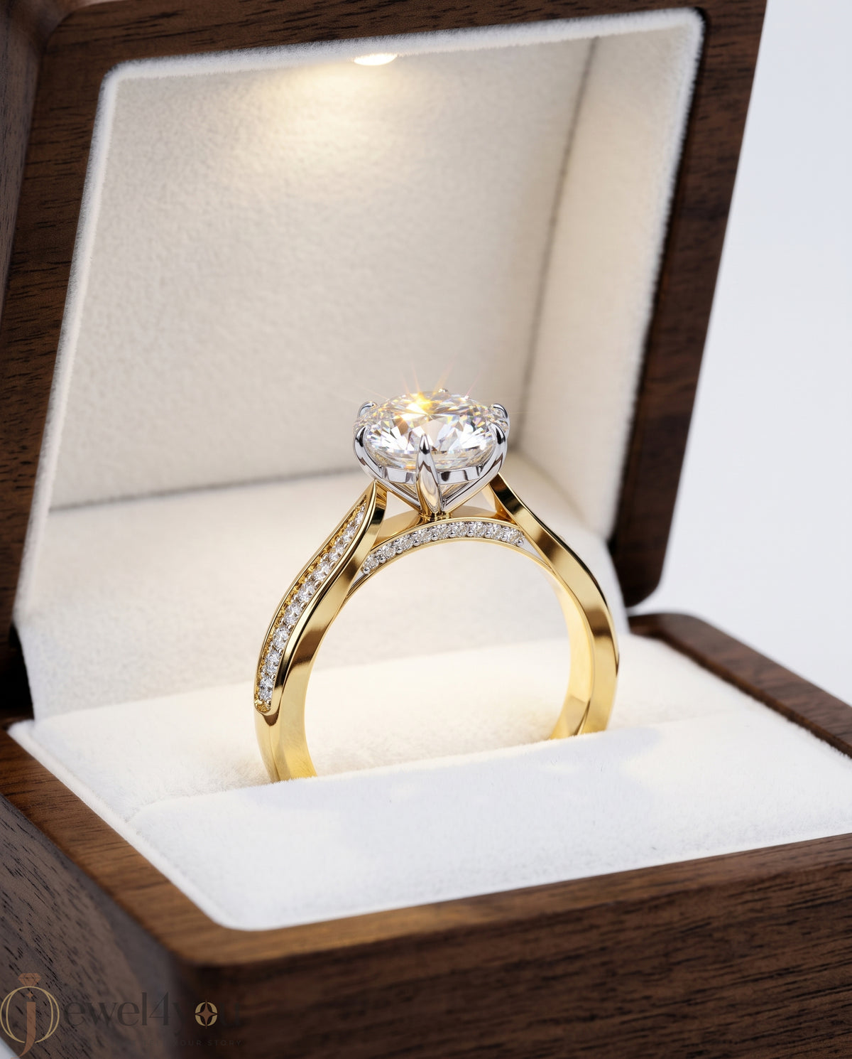 ROUND -CUT SOLITAIRE LAB-GROWN DIAMOND RING IN YELLOW GOLD WITH CATHEDRAL SETTING ## YELLOW GOLD