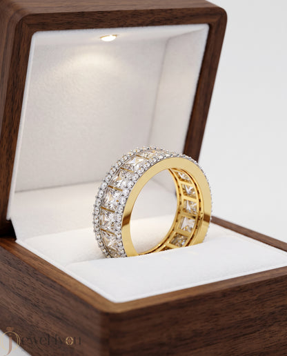 PRINCESS AND ROUND DIAMOND YELLOW GOLD RING 
