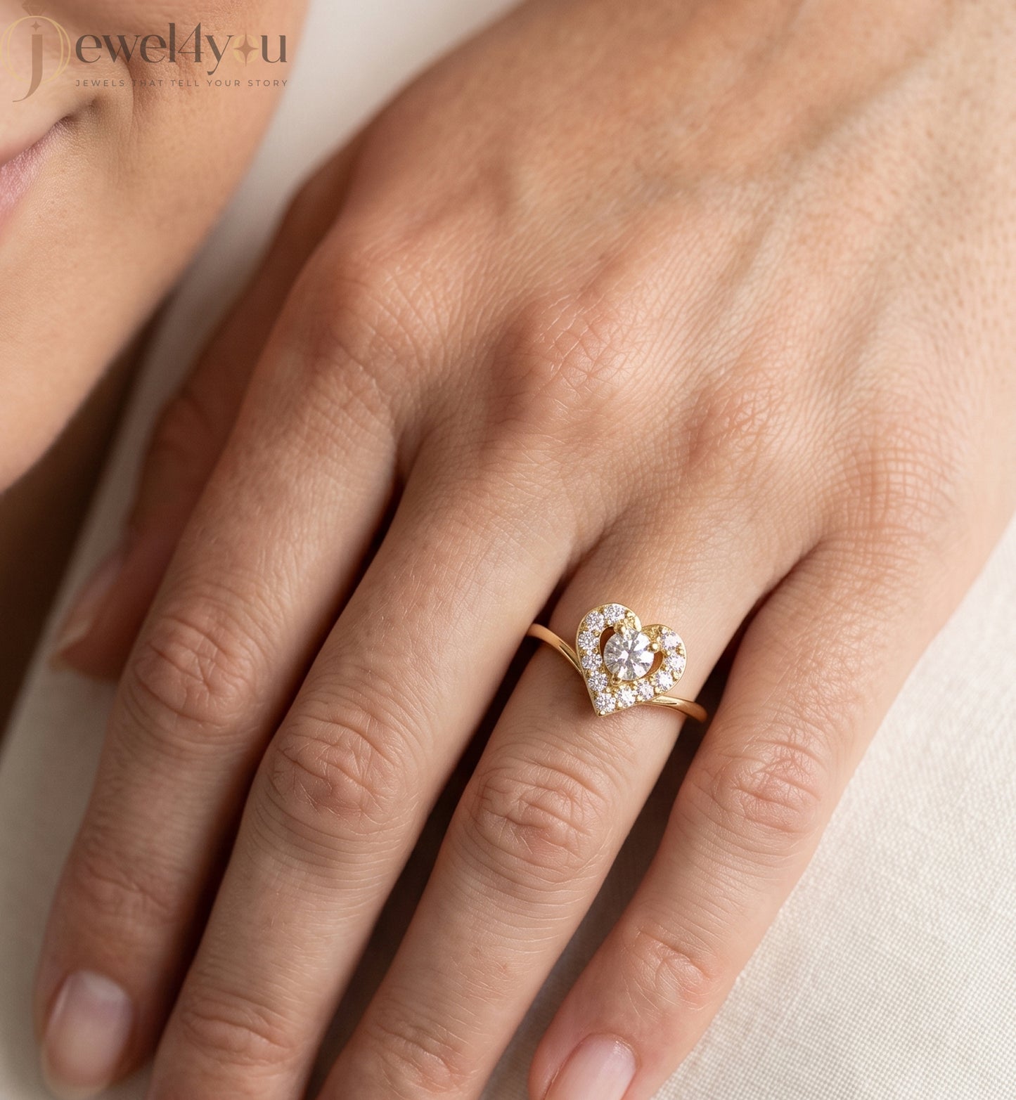 Heart halo design, VVS to VS+ clarity, D–F color, Yellow Gold finish #YELLOW GOLD