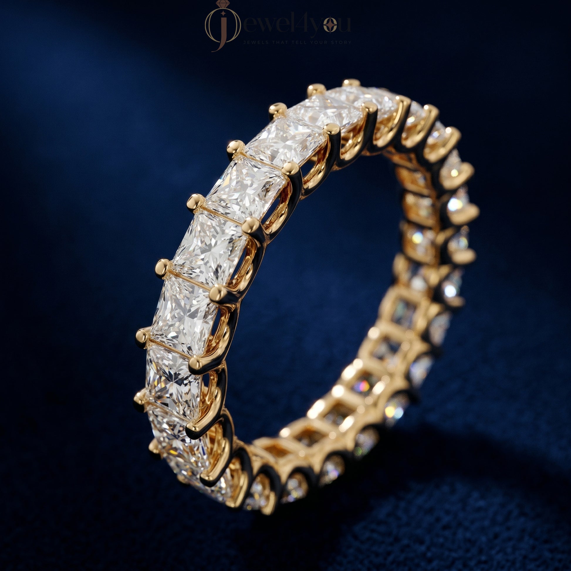 PRINCESS DIAMOND YELLOW GOLD ETRNITY BAND 