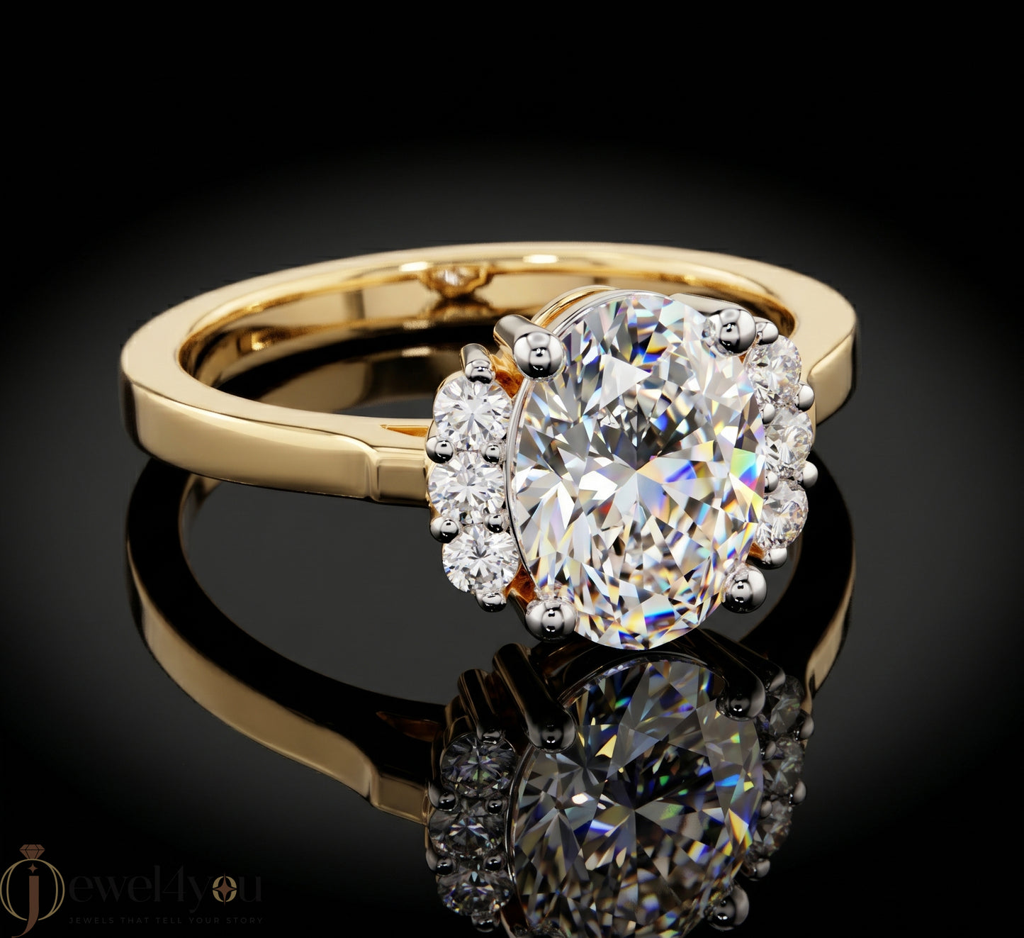 OVAL DIAMOND YELLOW GOLD SOLITAIRE RING ##YELLOW GOLD