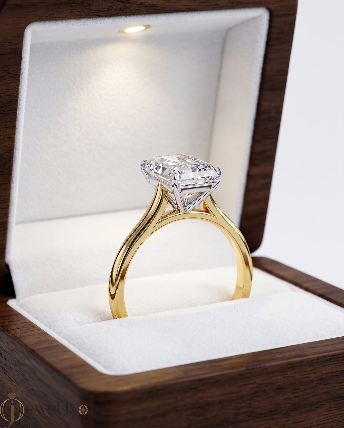 YELLOW GOLD SOLITAIRE ENGAGEMENT RING FEATURING A RADIANT LAB DIAMOND ##YELLOW GOLD