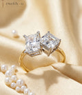 Vivienne's Dual Lab Diamond Bar Ring | Radiant and Emerald Cut Modern Gold