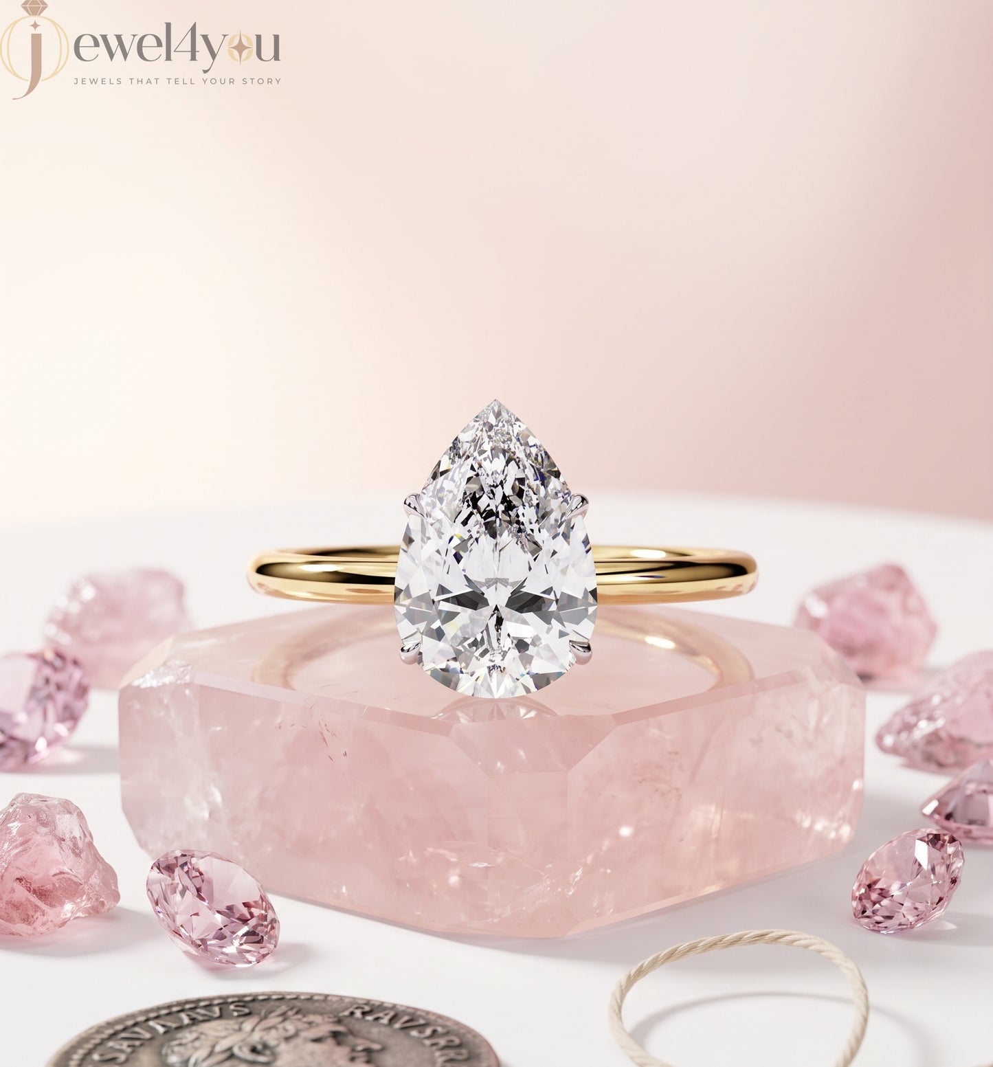 YELLOW GOLD PEAR-CUT LAB DIAMOND ENGAGEMENT RING WITH ELEVATED FOUR-PRONG SETTING ##YELLOW GOLD