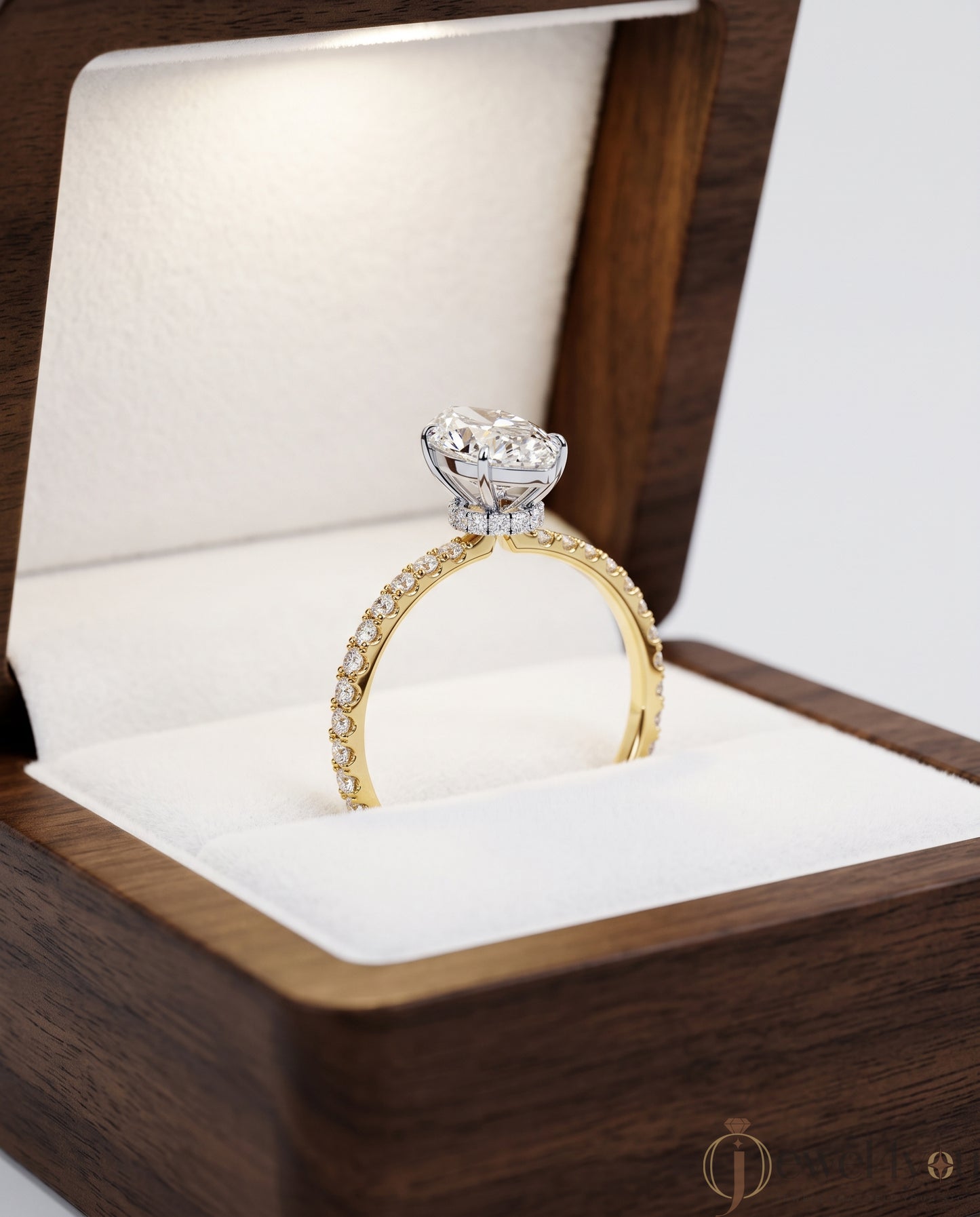 MARQUISE-CUT LAB-GROWN DIAMOND RING WITH ROUND-ACCENT BAND IN YELLOW GOLD ##YELLOW GOLD