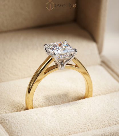 Princess-cut solitaire engagement ring in yellow gold tone with four-prong setting #YELLOW GOLD