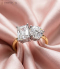 Luminara's Modern Lab Diamond Bar Ring | Radiant & Round Cut Dual Gold Ring