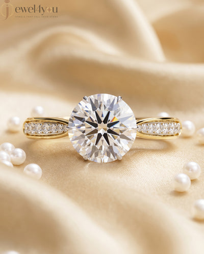 ROUND -CUT SOLITAIRE LAB-GROWN DIAMOND RING IN YELLOW GOLD WITH CATHEDRAL SETTING 