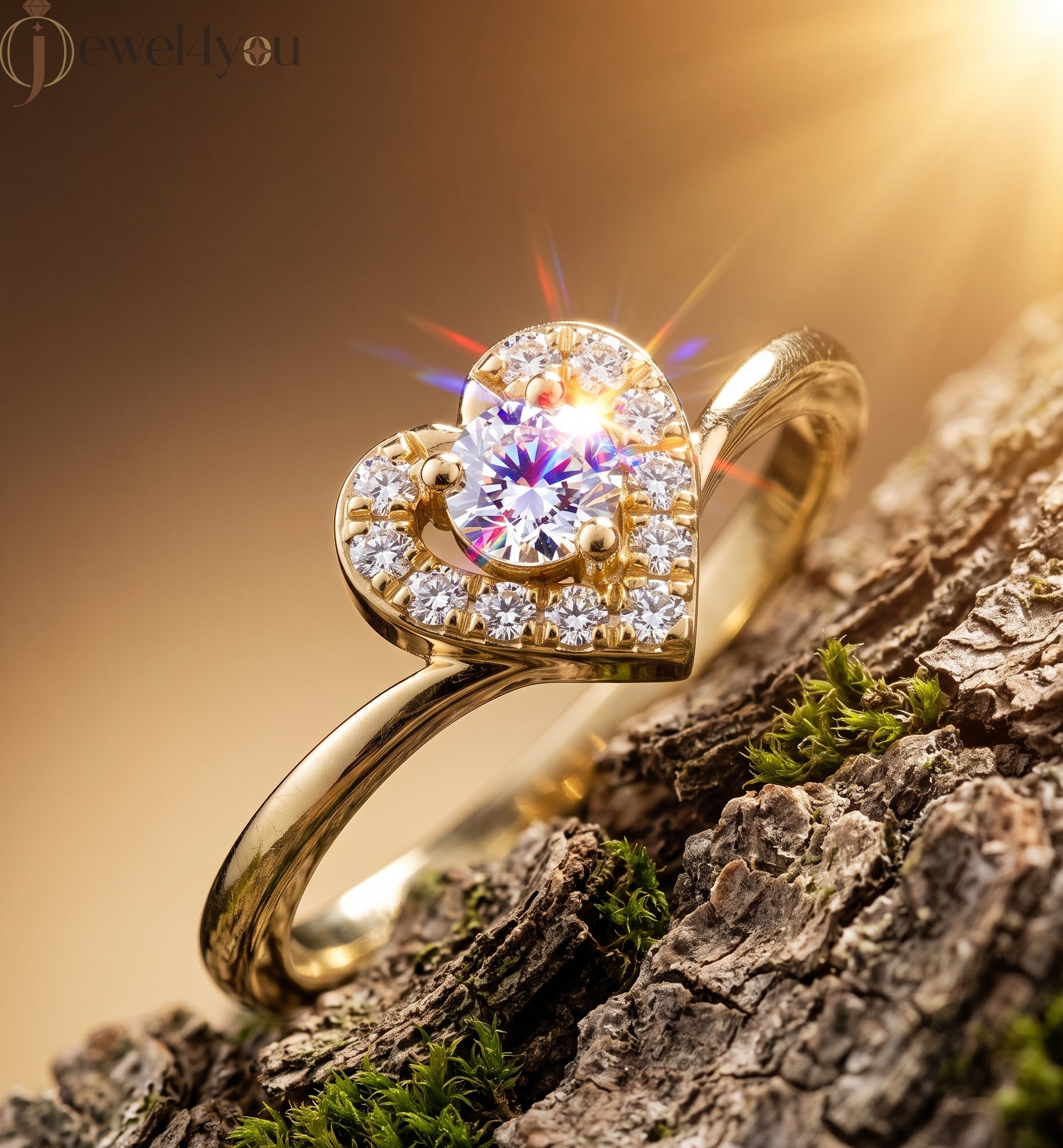 Heart halo design, VVS to VS+ clarity, D–F color, Yellow Gold finish #YELLOW GOLD