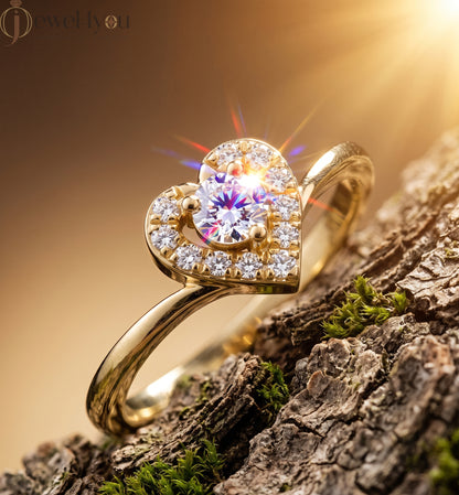Heart halo design, VVS to VS+ clarity, D–F color, Yellow Gold finish #YELLOW GOLD