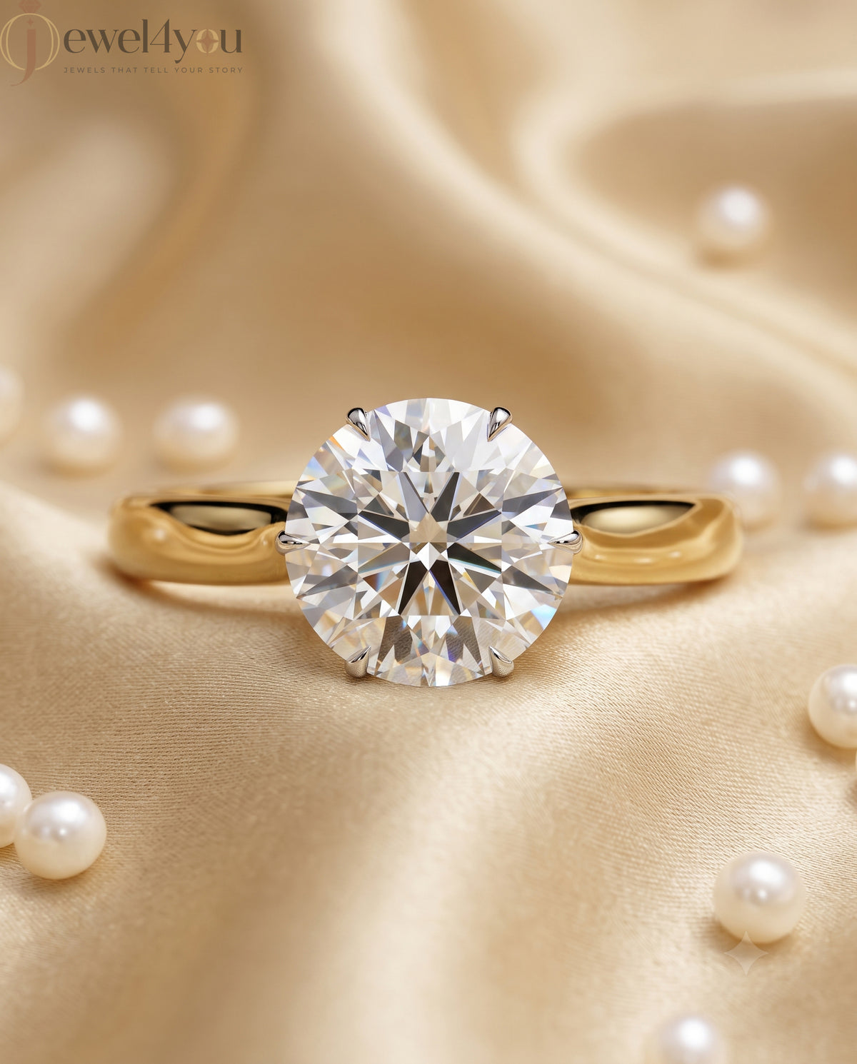 YELLOW GOLD SOLITAIRE ENGAGEMENT RING FEATURING A ROUND LAB DIAMOND ##YELLOW GOLD