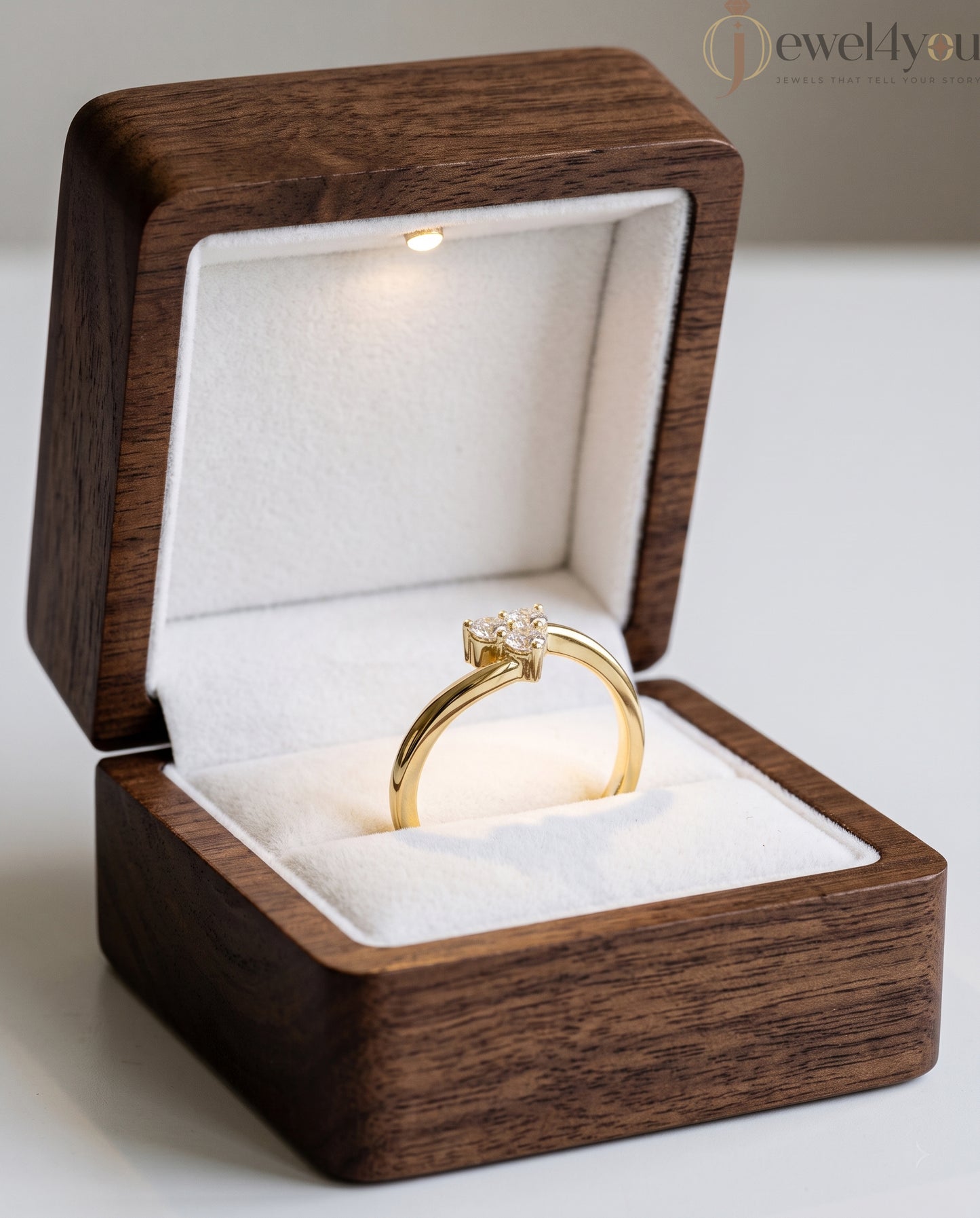 Lab-grown diamond ring with elegant bypass band and three-round diamond cluster design, VVS to VS+ clarity, D–F color, Yellow Gold #YELLOW GOLD