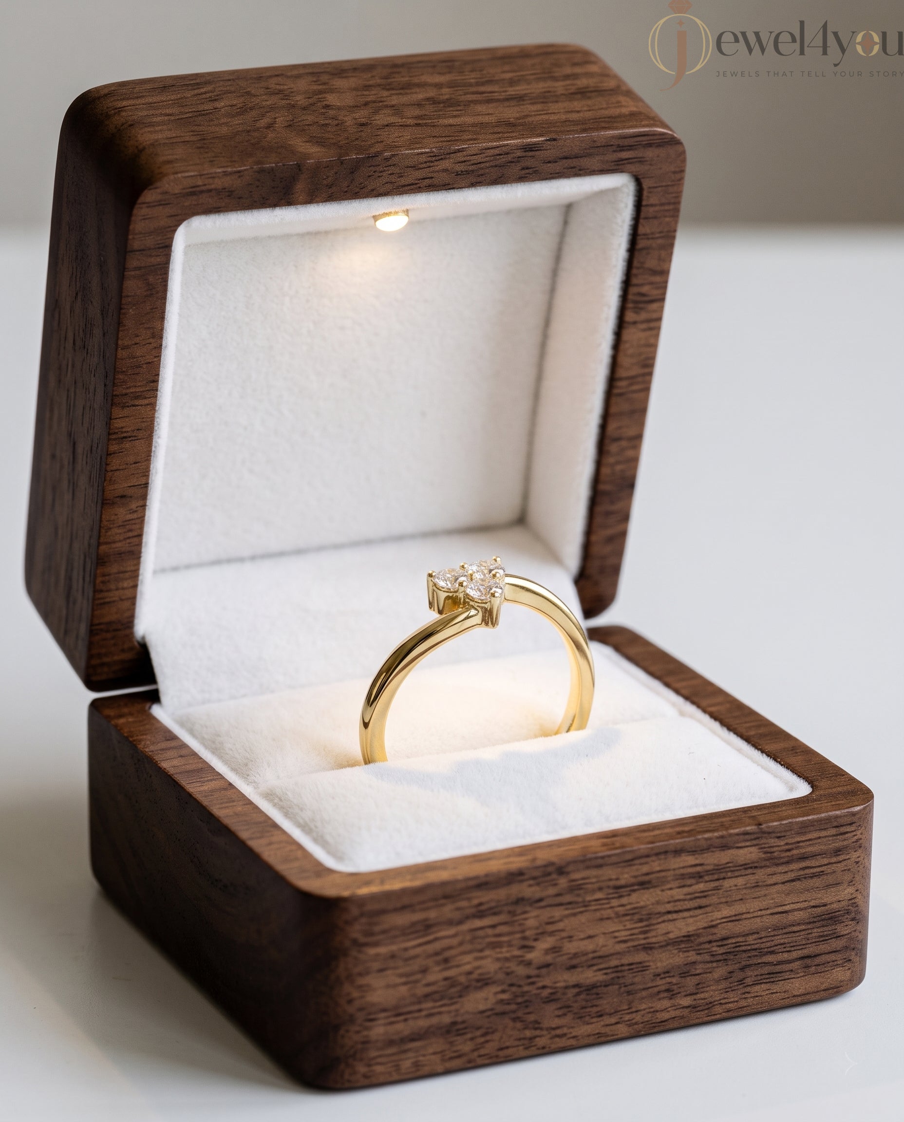 Lab-grown diamond ring with elegant bypass band and three-round diamond cluster design, VVS to VS+ clarity, D–F color, Yellow Gold #YELLOW GOLD