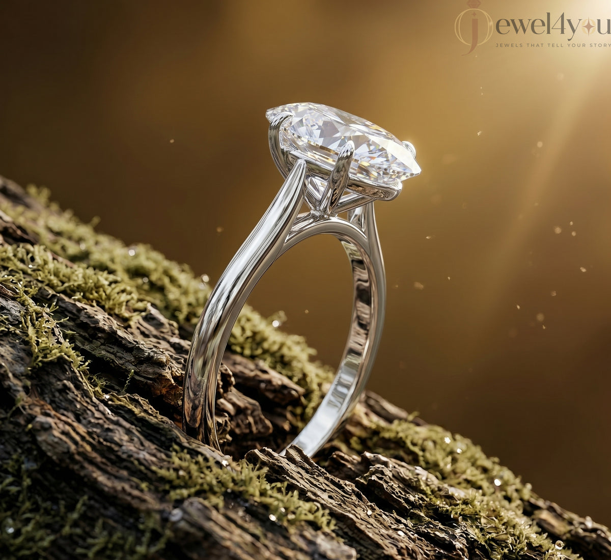 WHITE GOLD OVAL-CUT LAB-GROWN DIAMOND RING ##WHITE GOLD