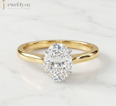 YELLOW GOLD OVAL-CUT LAB-GROWN DIAMOND RING 