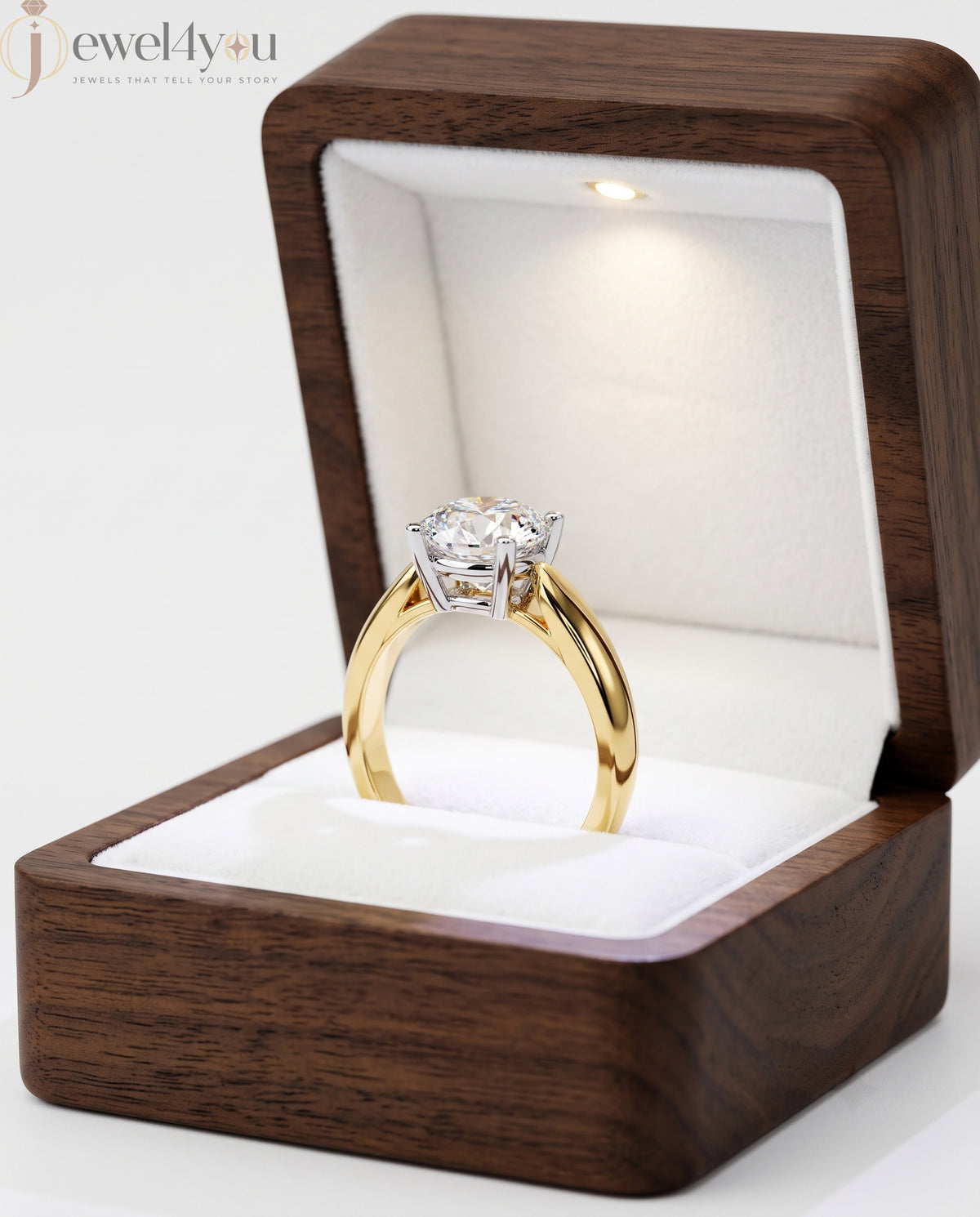 Yellow Gold cathedral band with white gold prong-set round lab-grown diamond #YELLOW GOLD