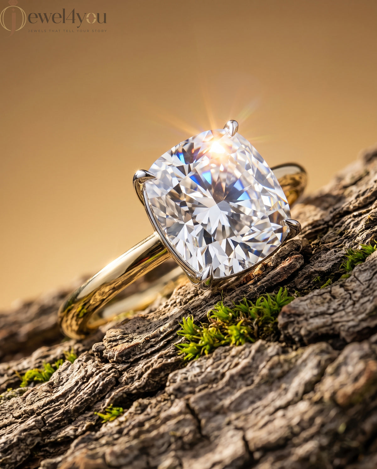 CUSHION SQUARE LAB-GROWN DIAMOND SOLITAIRE RING IN YELLOW GOLD ##YELLOW GOLD