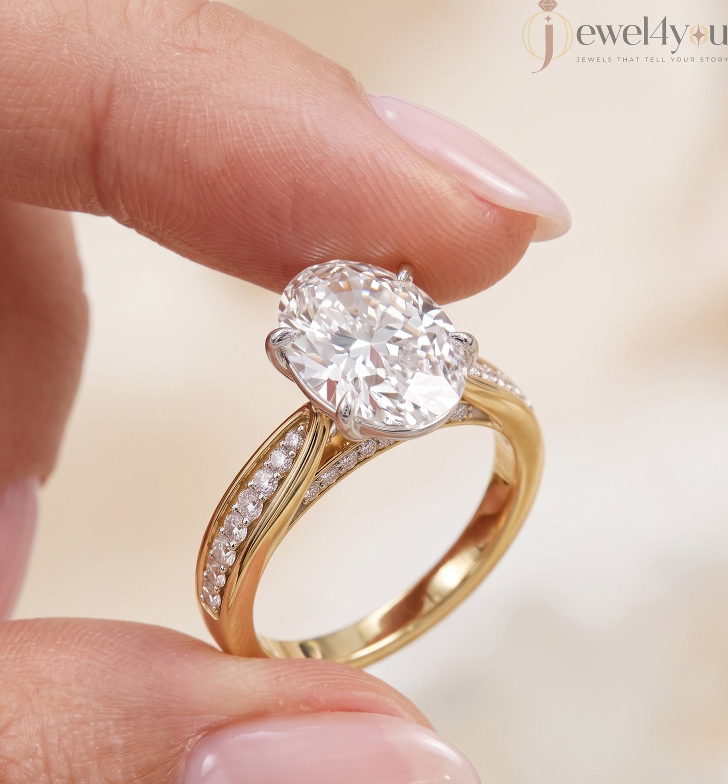 OVAL -CUT SOLITAIRE LAB-GROWN DIAMOND RING IN YELLOW GOLD WITH CATHEDRAL SETTING ## YELLOW GOLD