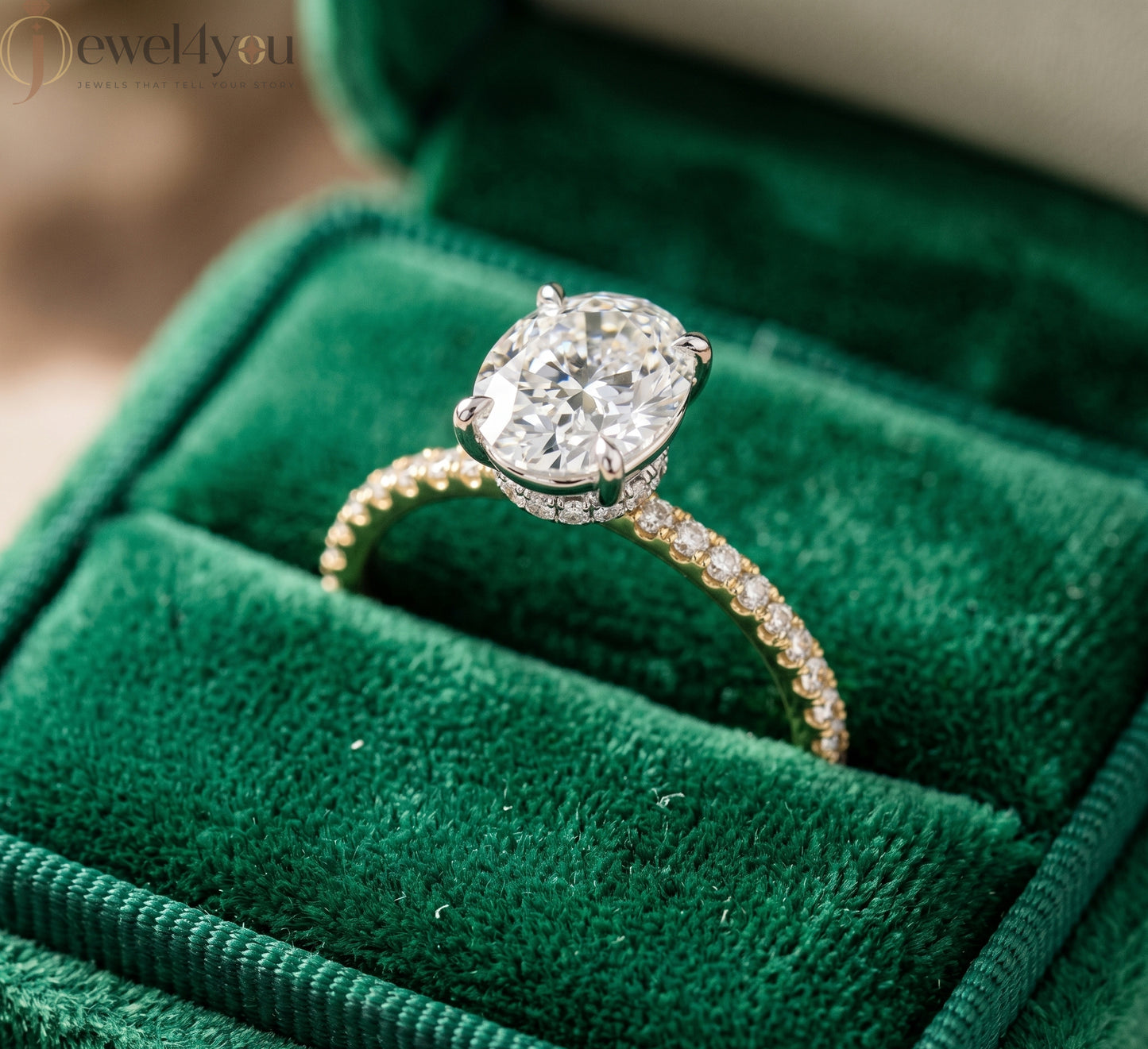 OVAL-CUT LAB-GROWN DIAMOND RING WITH ROUND-ACCENT BAND IN YELLOW GOLD ## YELLOW GOLD