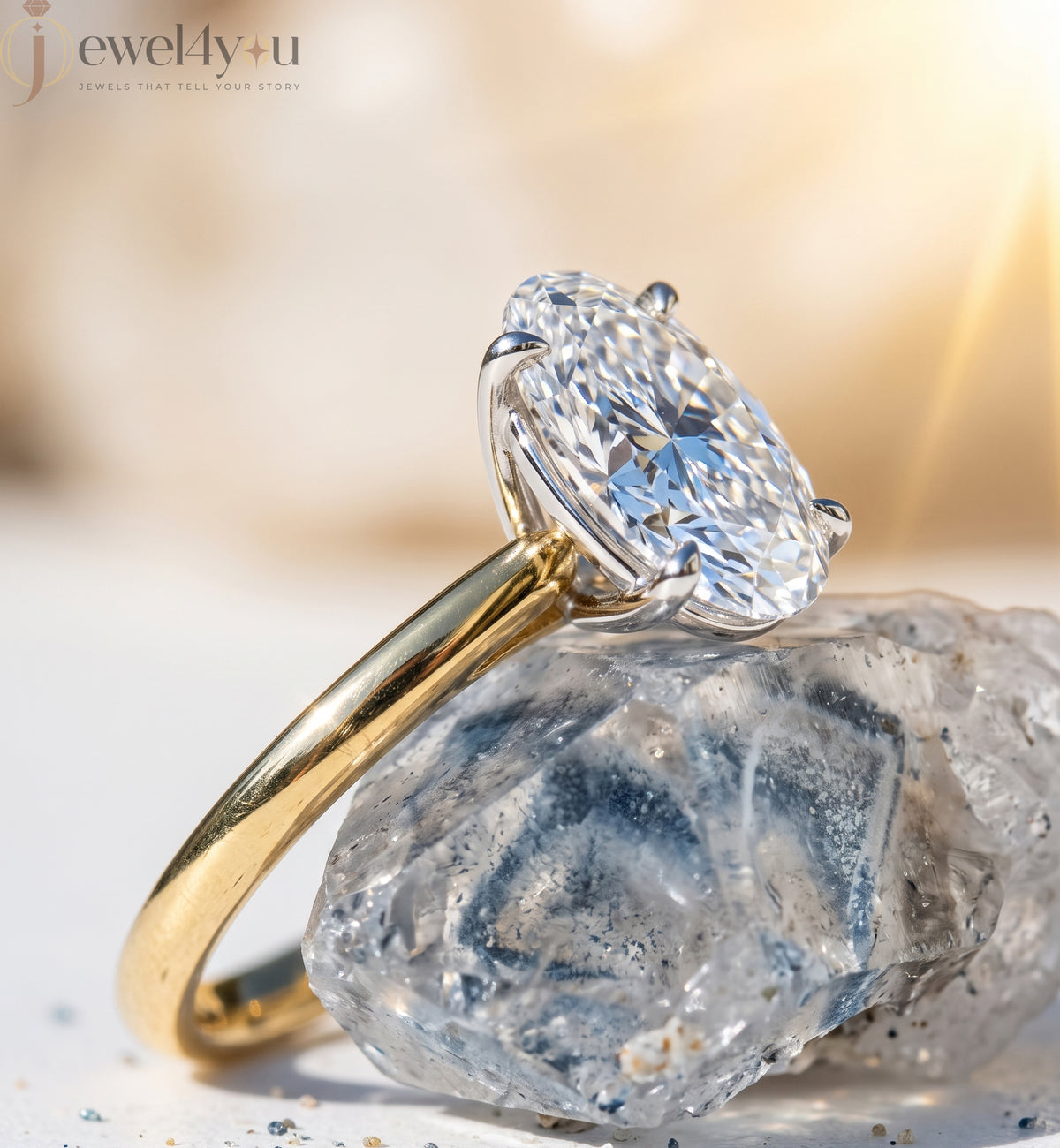 YELLOW GOLD OVAL-CUT LAB-GROWN DIAMOND RING ##YELLOW GOLD
