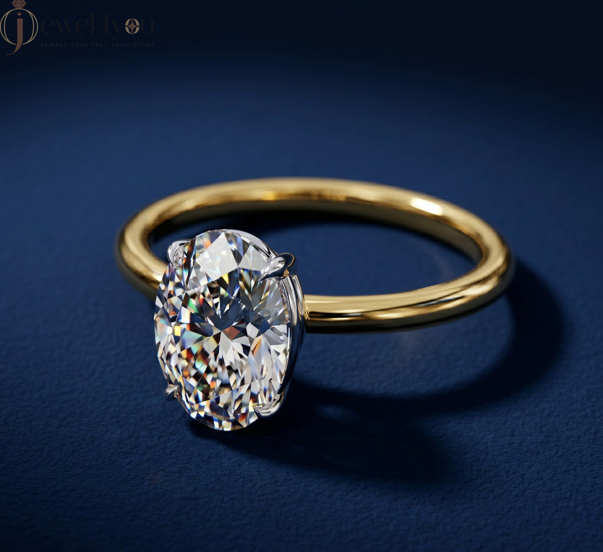 AURIQUE SOLITAIRE RING WITH OVAL-CUT LAB-GROWN DIAMOND IN YELLOW GOLD ##YELLOW GOLD